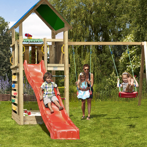 Jungle Gym Lodge Complete Climbing Frame with Slide & 1 Swing