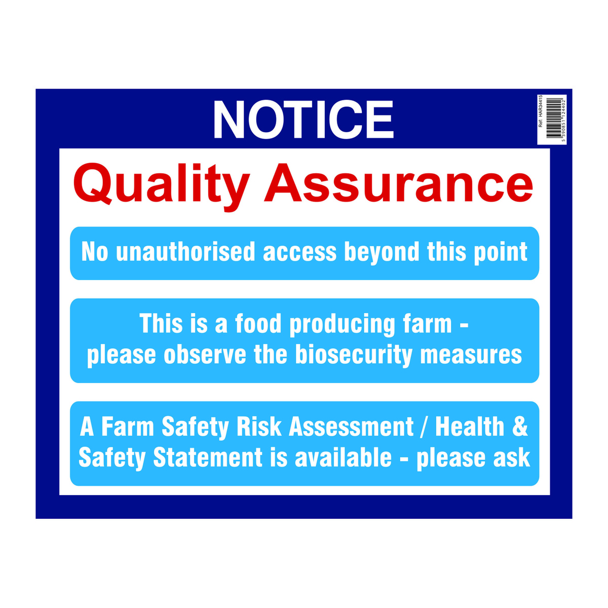 Farm Sign - Risk Assessment Notice Large