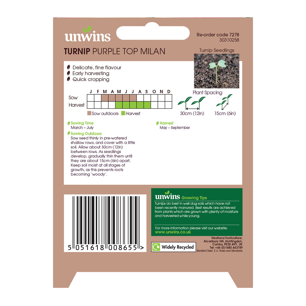 Unwins Turnip Purple Top Milan Seeds