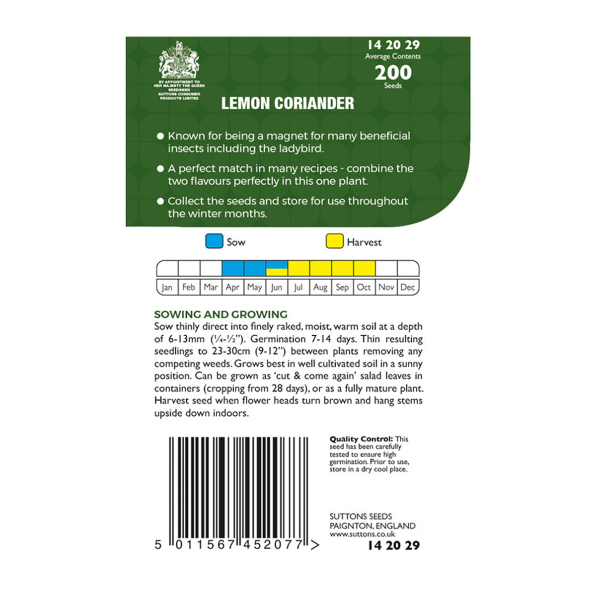 Suttons P & P Lemon Coriander